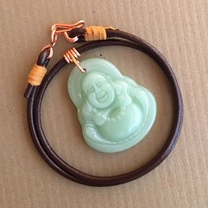 16” Happy Buddha Leather Choker Necklace